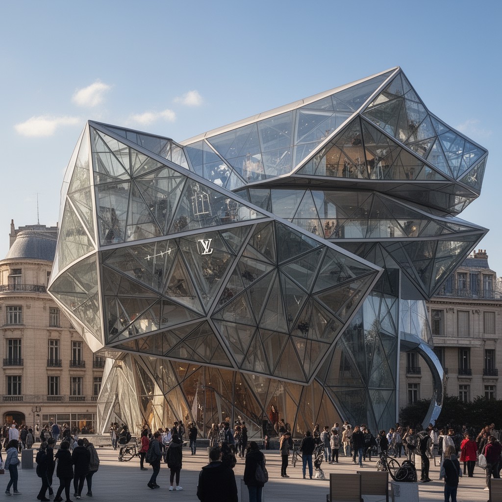 AI-generated illustration of Louis Vuitton Foundation