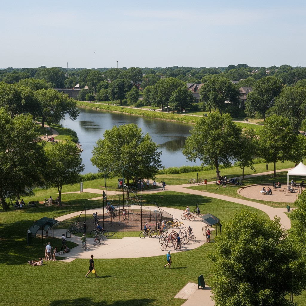 AI-generated illustration of City Park, Iowa City