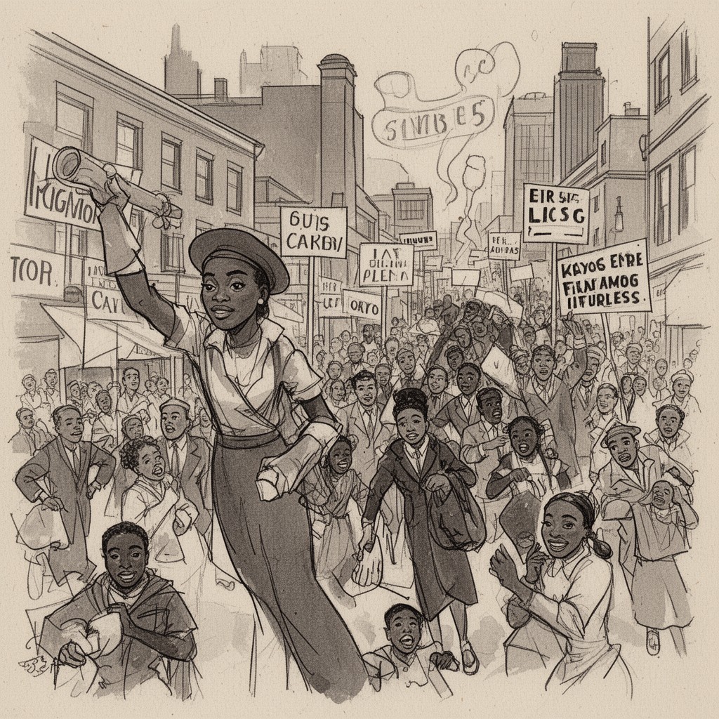 AI-generated illustration of Great Migration of African Americans out of the region