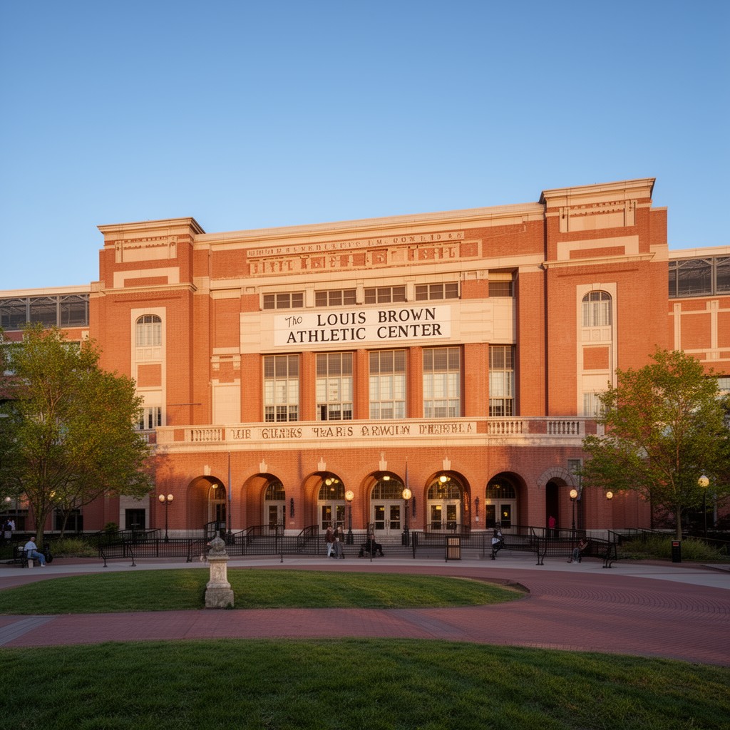 AI-generated illustration of Louis Brown Athletic Center