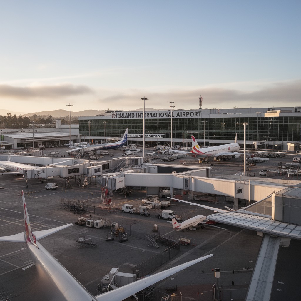 AI-generated illustration of Oakland International Airport