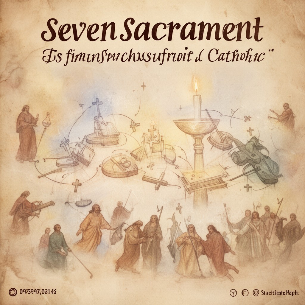 AI-generated illustration of Seven Sacraments in Catholic theology
