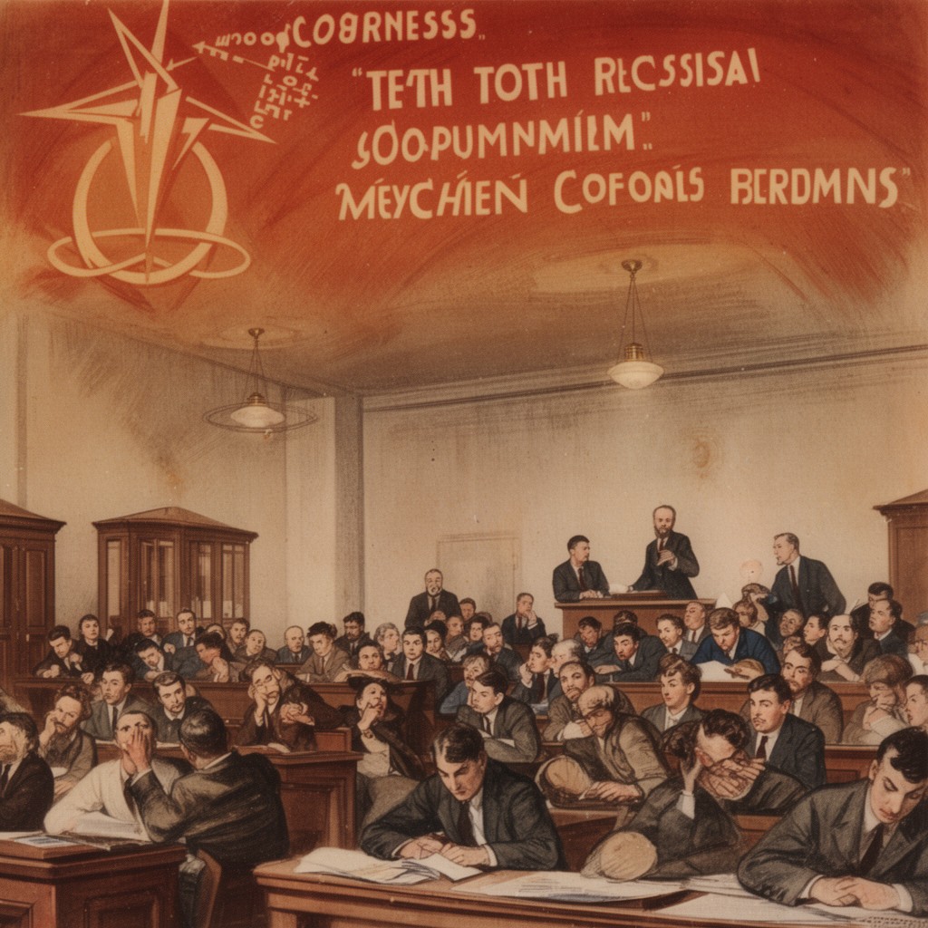 AI-generated illustration of Tenth Congress of the Russian Communist Party (Bolsheviks)