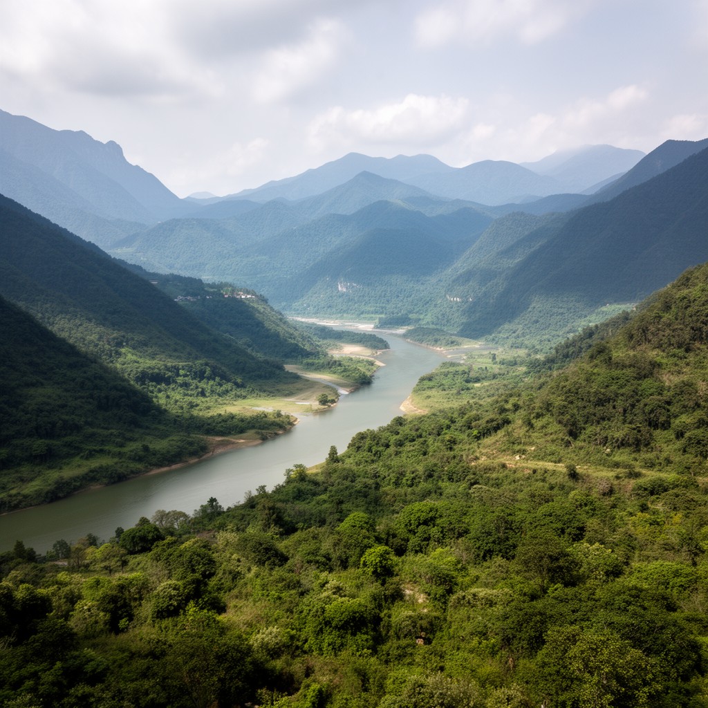 AI-generated illustration of Xiang River basin