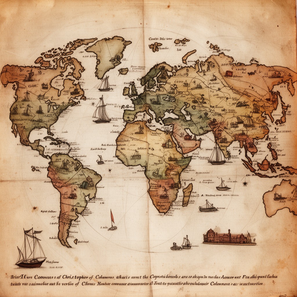 AI-generated illustration of voyages of Christopher Columbus to the Americas