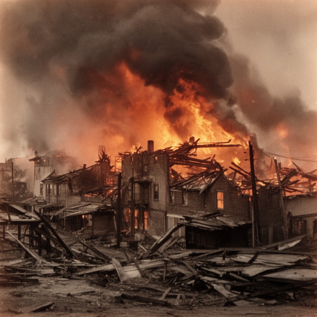 AI-generated illustration of Great Holland Fire of 1871
