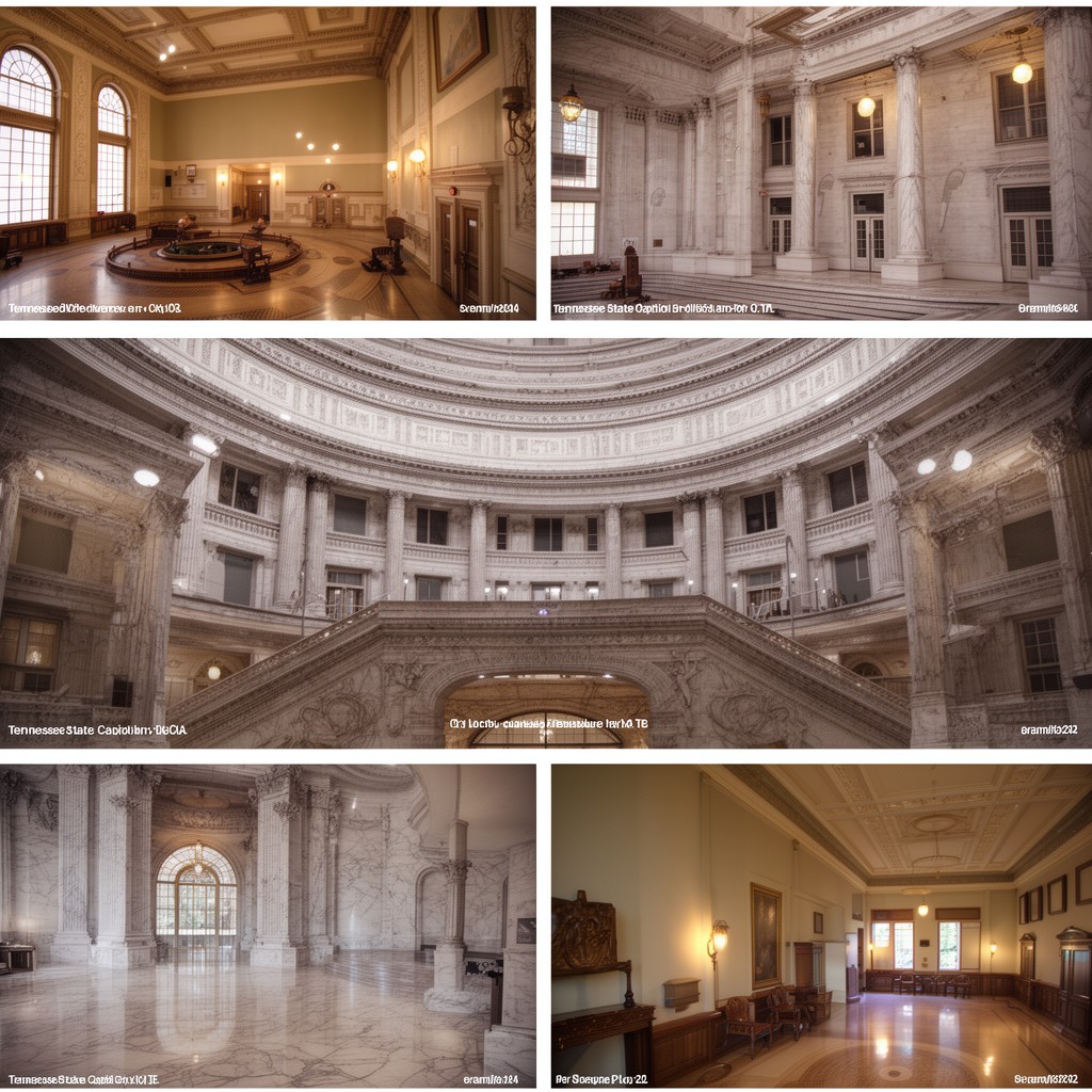 AI-generated illustration of Tennessee State Capitol annex and interiors
