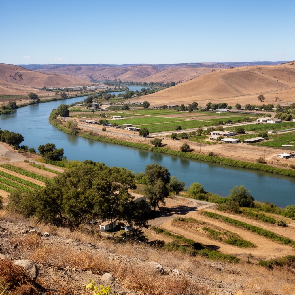AI-generated illustration of major river for agriculture in the San Joaquin Valley