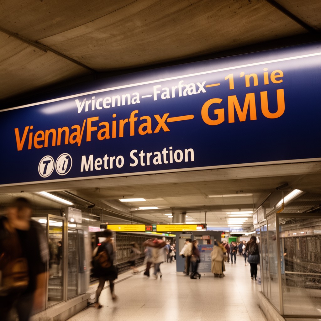 AI-generated illustration of Vienna/Fairfax–GMU Metro station