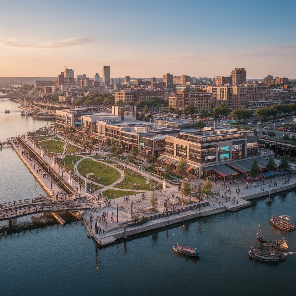 AI-generated illustration of Southwest Waterfront