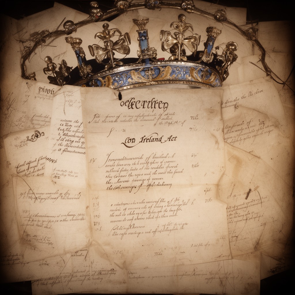 AI-generated illustration of Crown of Ireland Act 1542