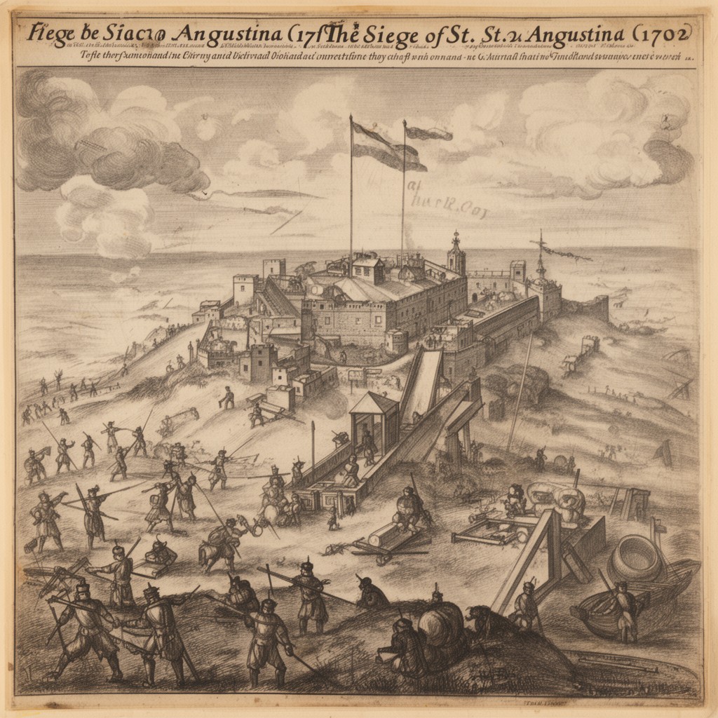 AI-generated illustration of Siege of St. Augustine (1702)