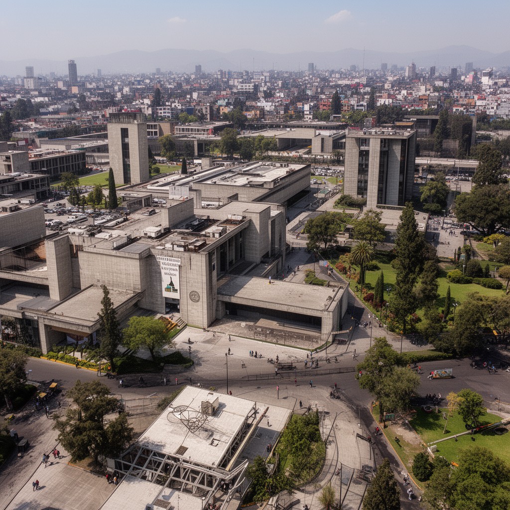 AI-generated illustration of Universidad Nacional Autónoma de México (main campus vicinity)