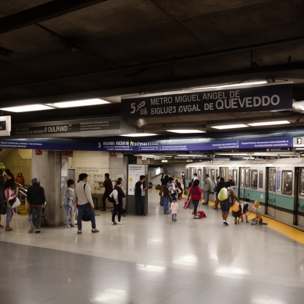 AI-generated illustration of Metro Miguel Ángel de Quevedo