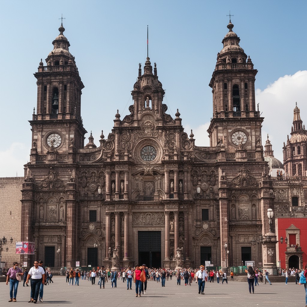AI-generated illustration of Metropolitan Cathedral of Mexico City