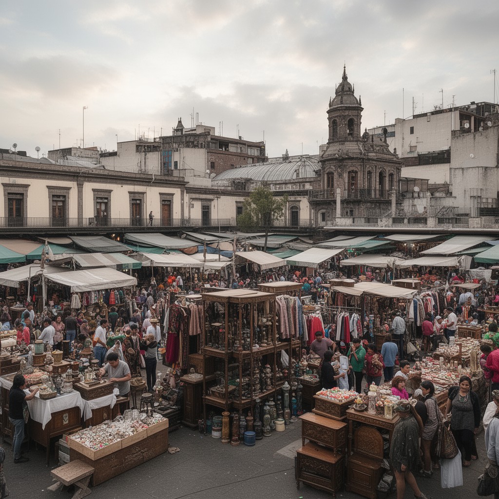 AI-generated illustration of La Lagunilla market