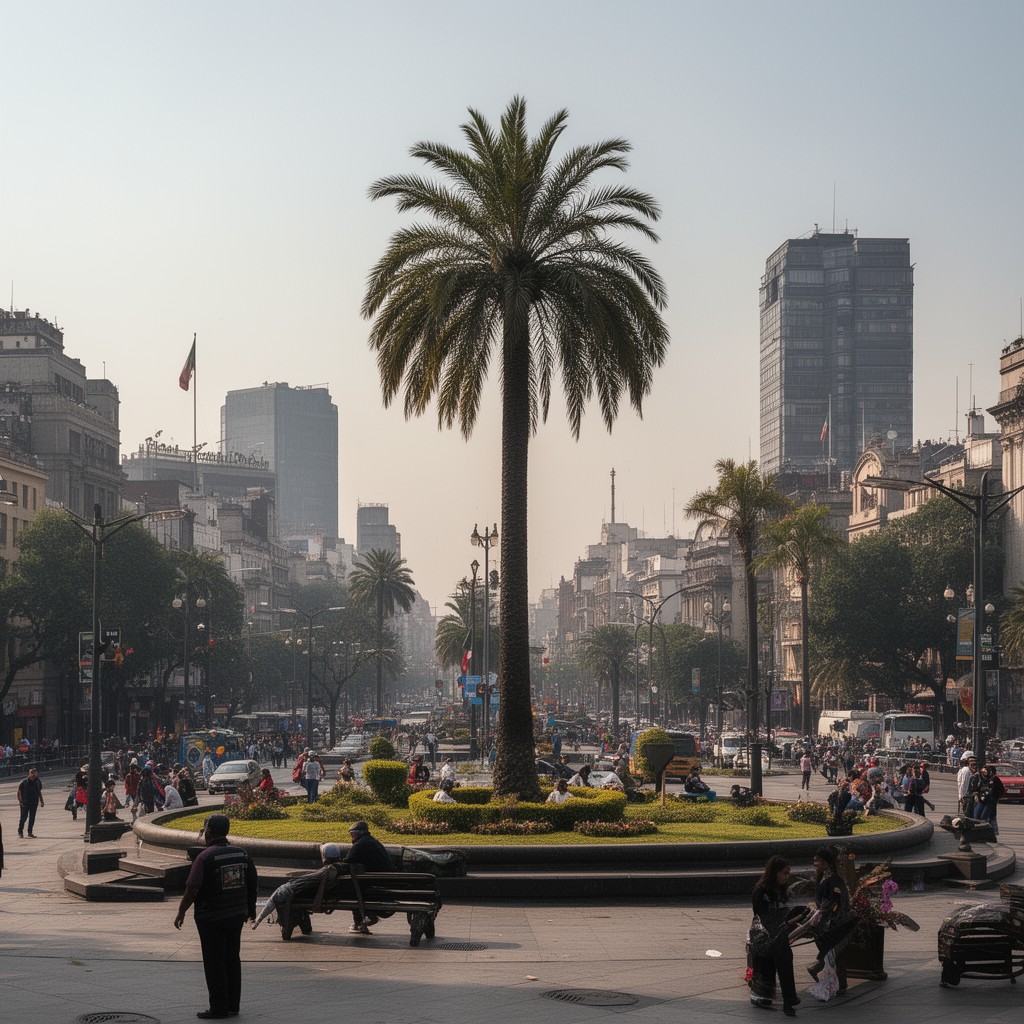 AI-generated illustration of Glorieta de la Palma (former palm roundabout)
