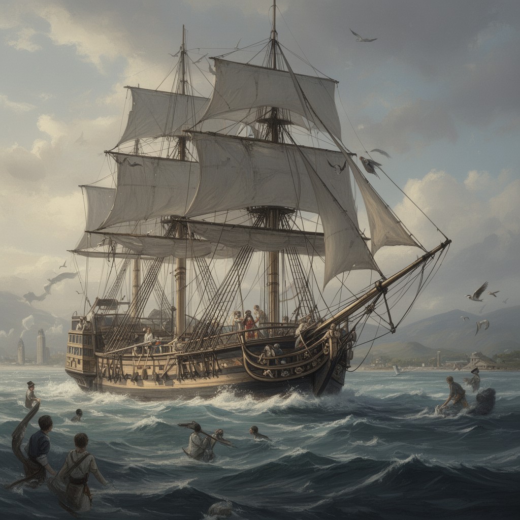 AI-generated illustration of HMS Endeavour