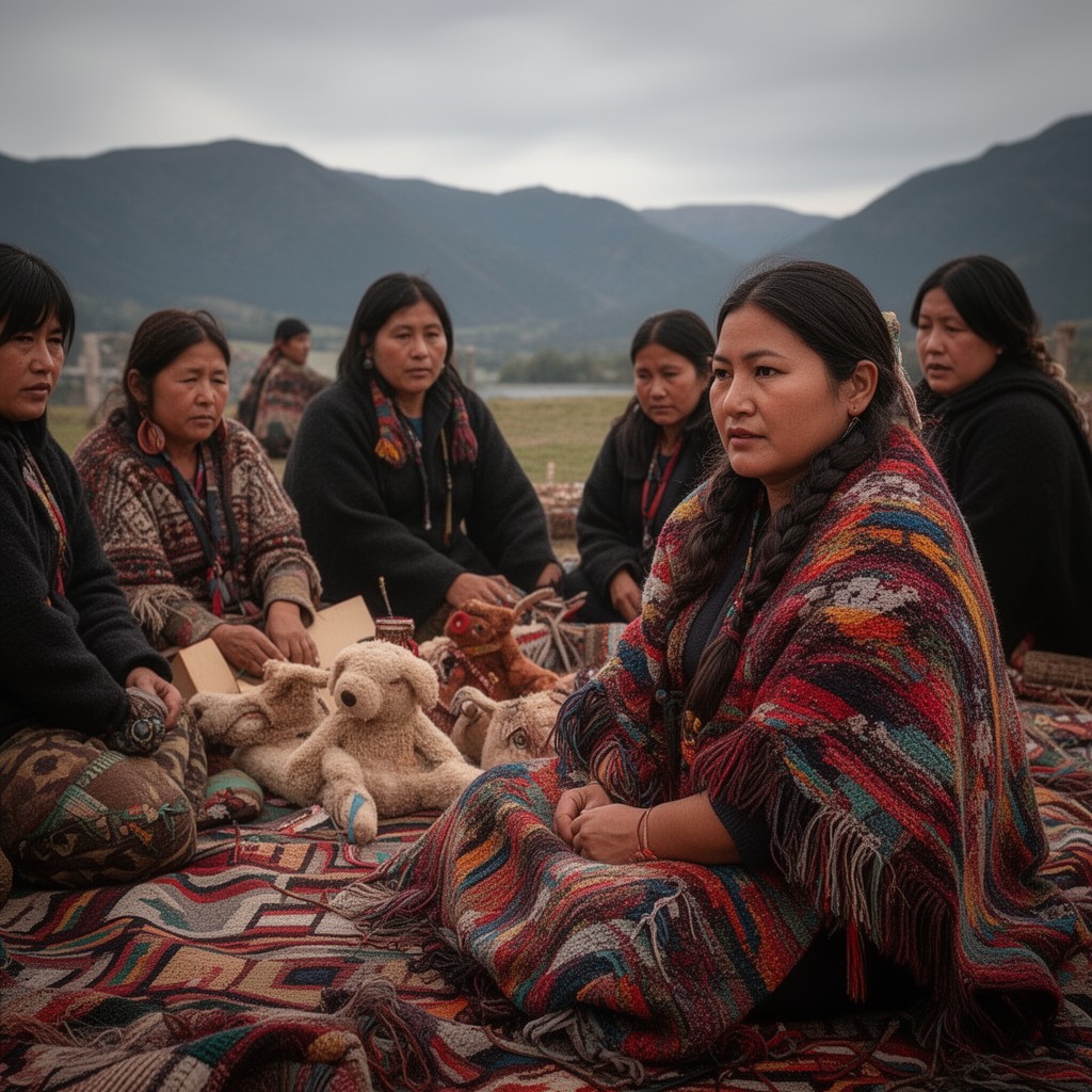 AI-generated illustration of Mapuche people