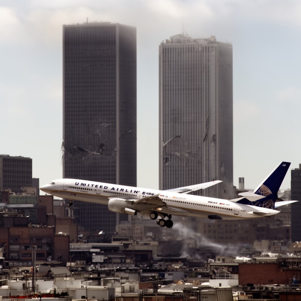 AI-generated illustration of United Airlines Flight 175