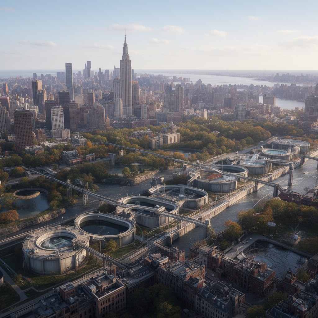 AI-generated illustration of New York City water supply system