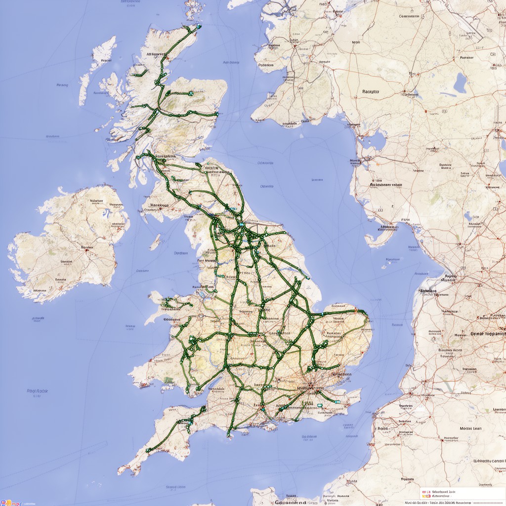 AI-generated illustration of Great Britain A roads