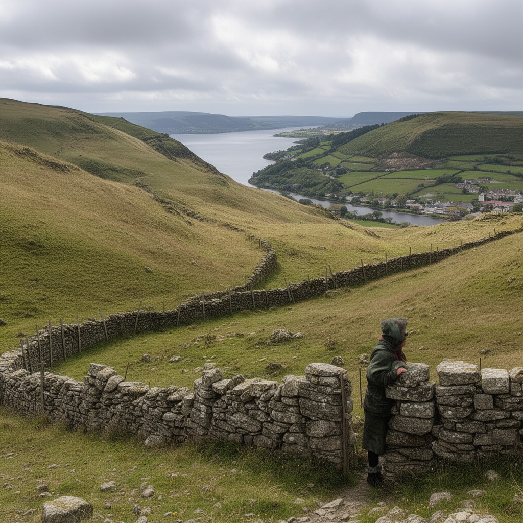 AI-generated illustration of England–Wales border
