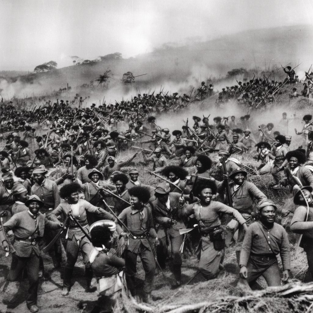 AI-generated illustration of Battle of Isandlwana (near its borders, involving colonial forces)