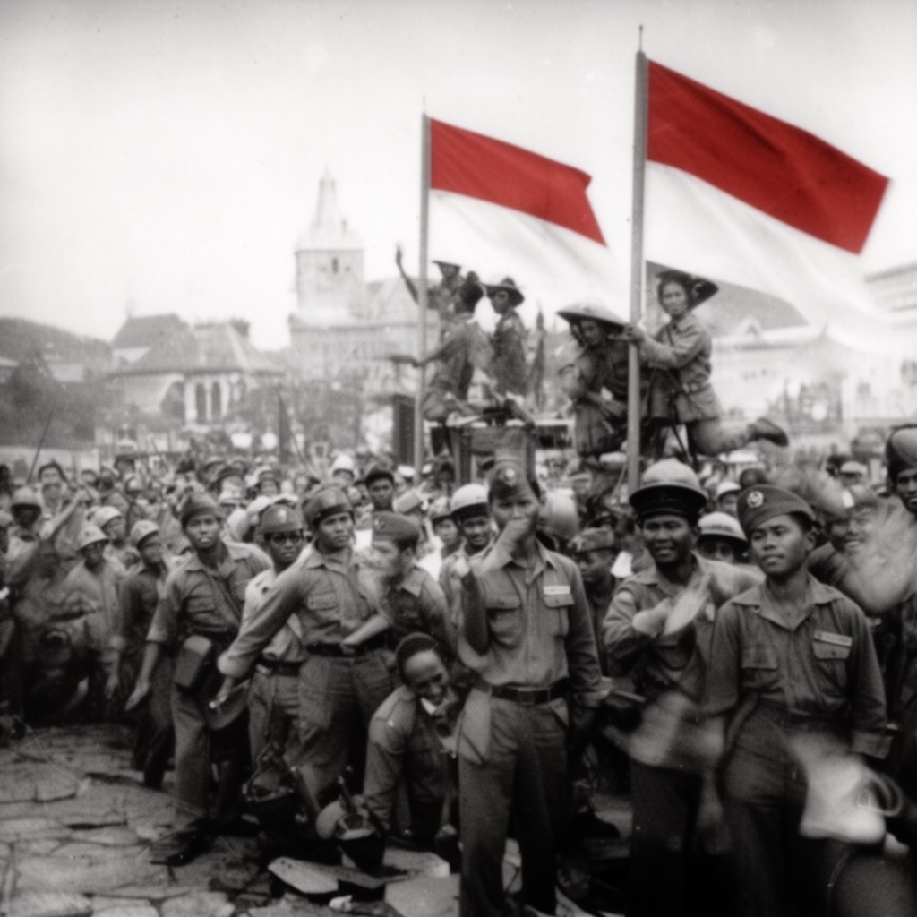 AI-generated illustration of Indonesian National Revolution