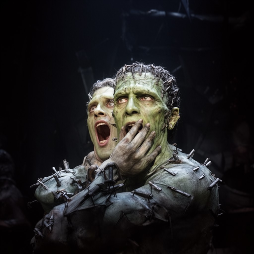 AI-generated illustration of Frankenstein (National Theatre production)