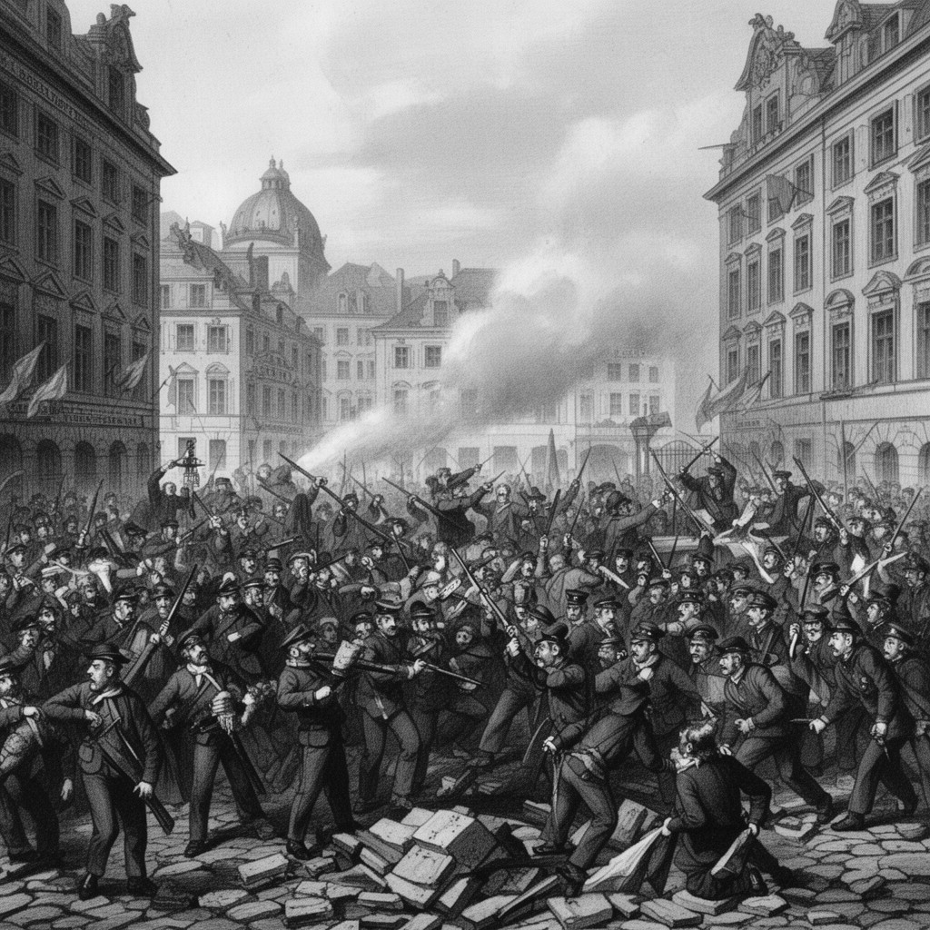 AI-generated illustration of Dresden uprising of 1849