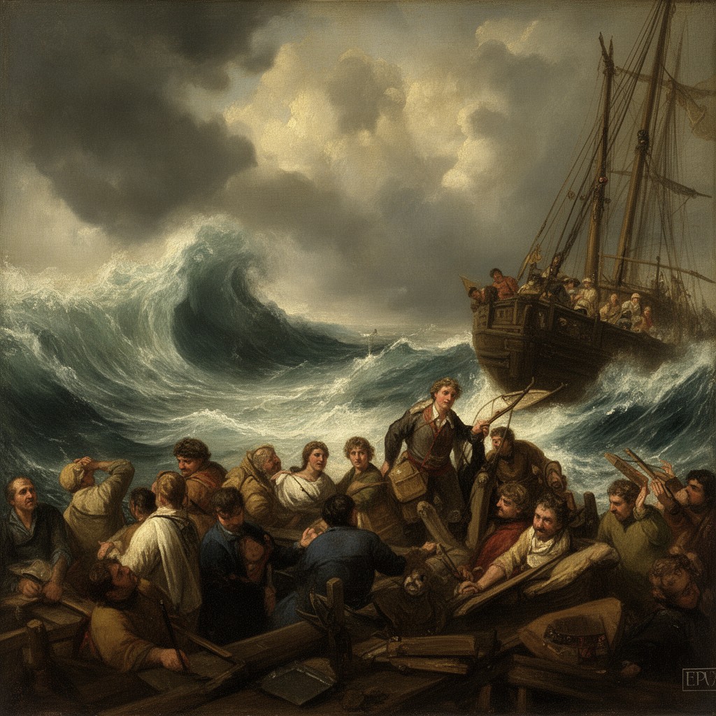 AI-generated illustration of The Storm on the Sea of Galilee