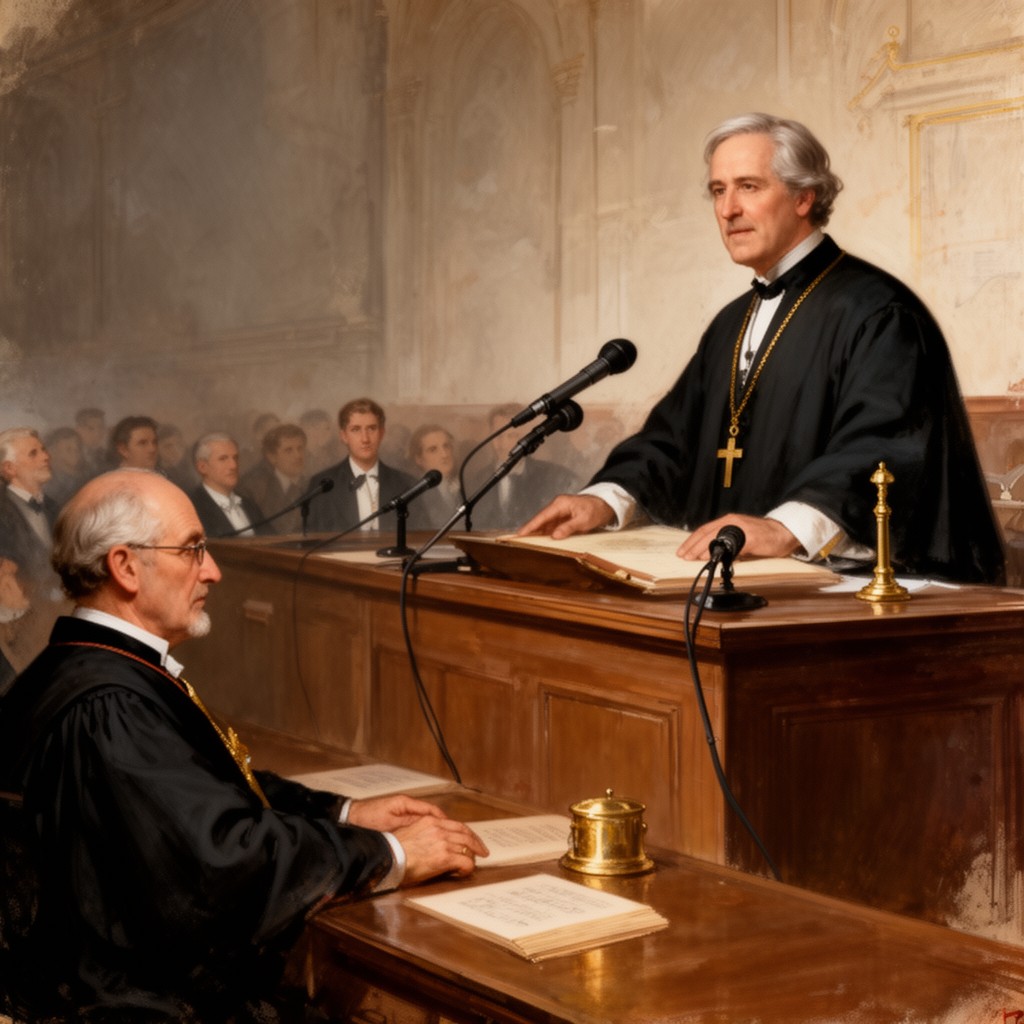 AI-generated illustration of Debate with Bishop John B. Purcell (1837)