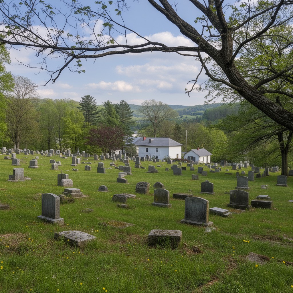 AI-generated illustration of God’s Acre Cemetery, Bethany, West Virginia