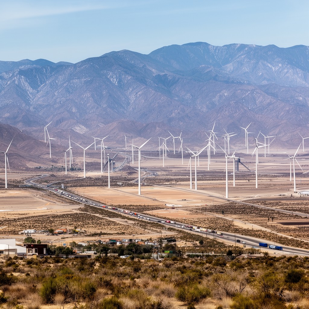 AI-generated illustration of San Gorgonio Pass region