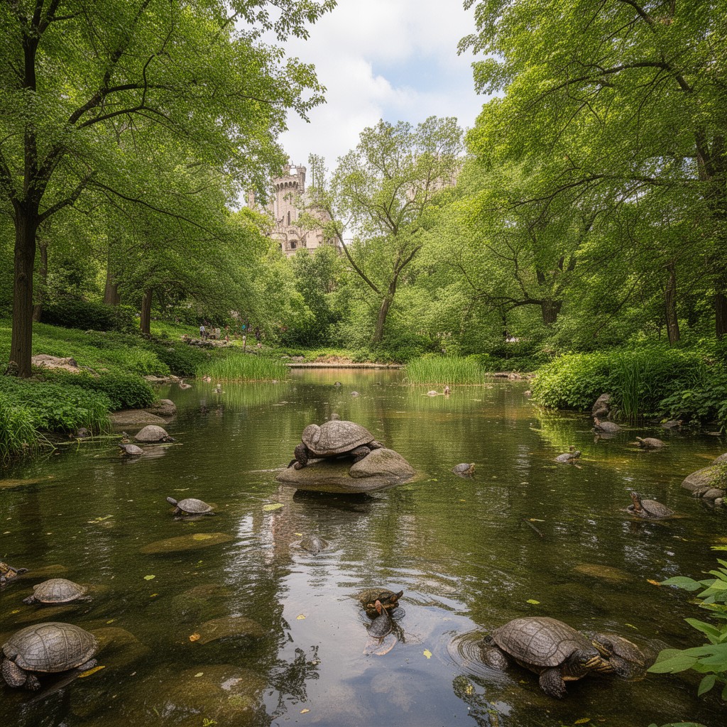 AI-generated illustration of Turtle Pond