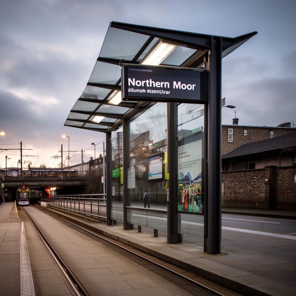 AI-generated illustration of Northern Moor tram stop