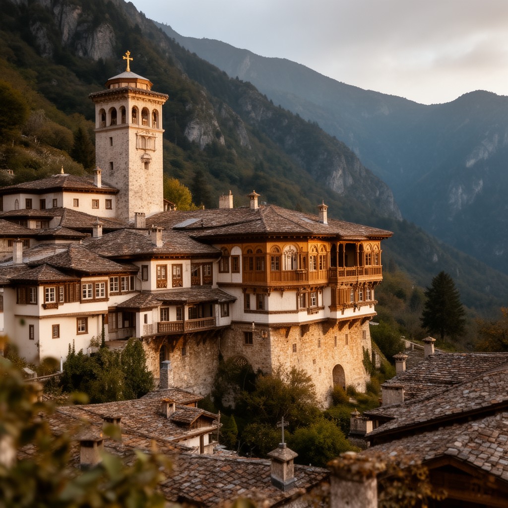 AI-generated illustration of Dionysiou Monastery