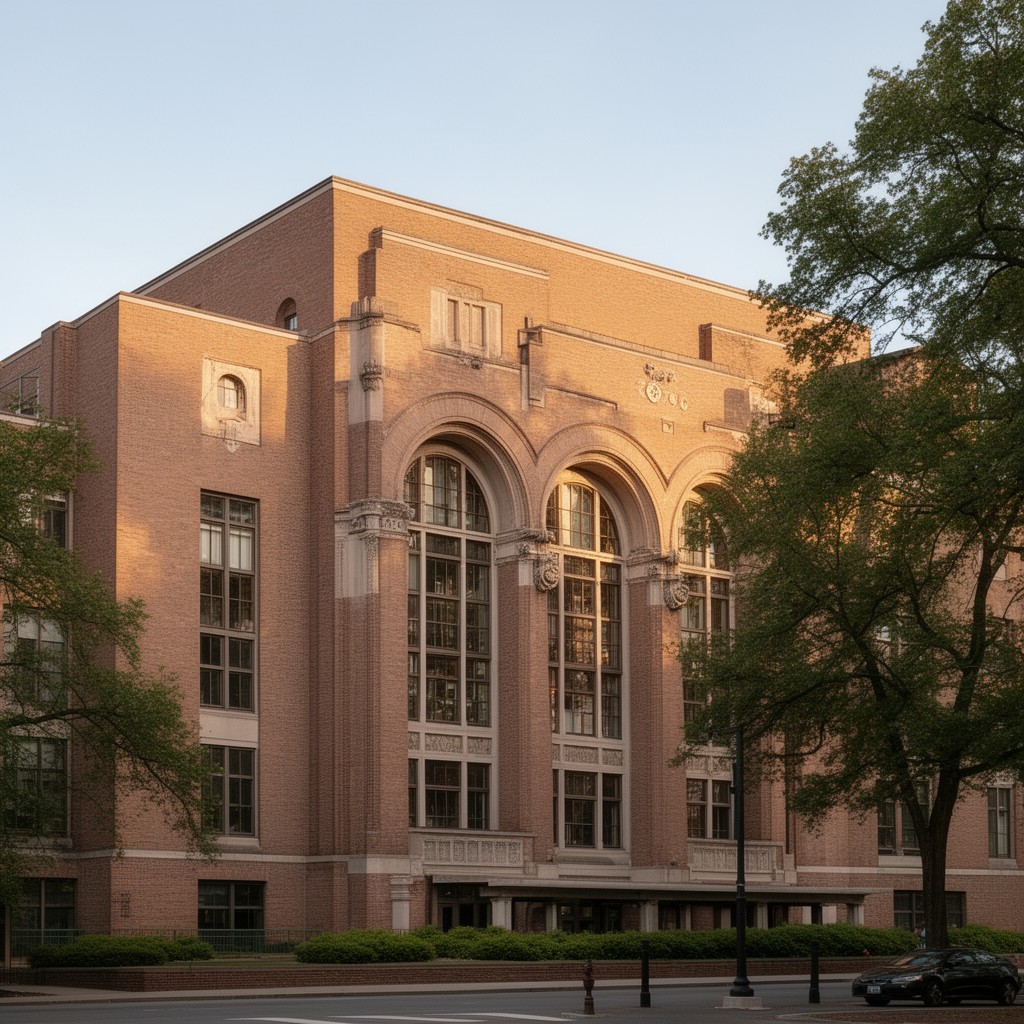 AI-generated illustration of MIT Building 2