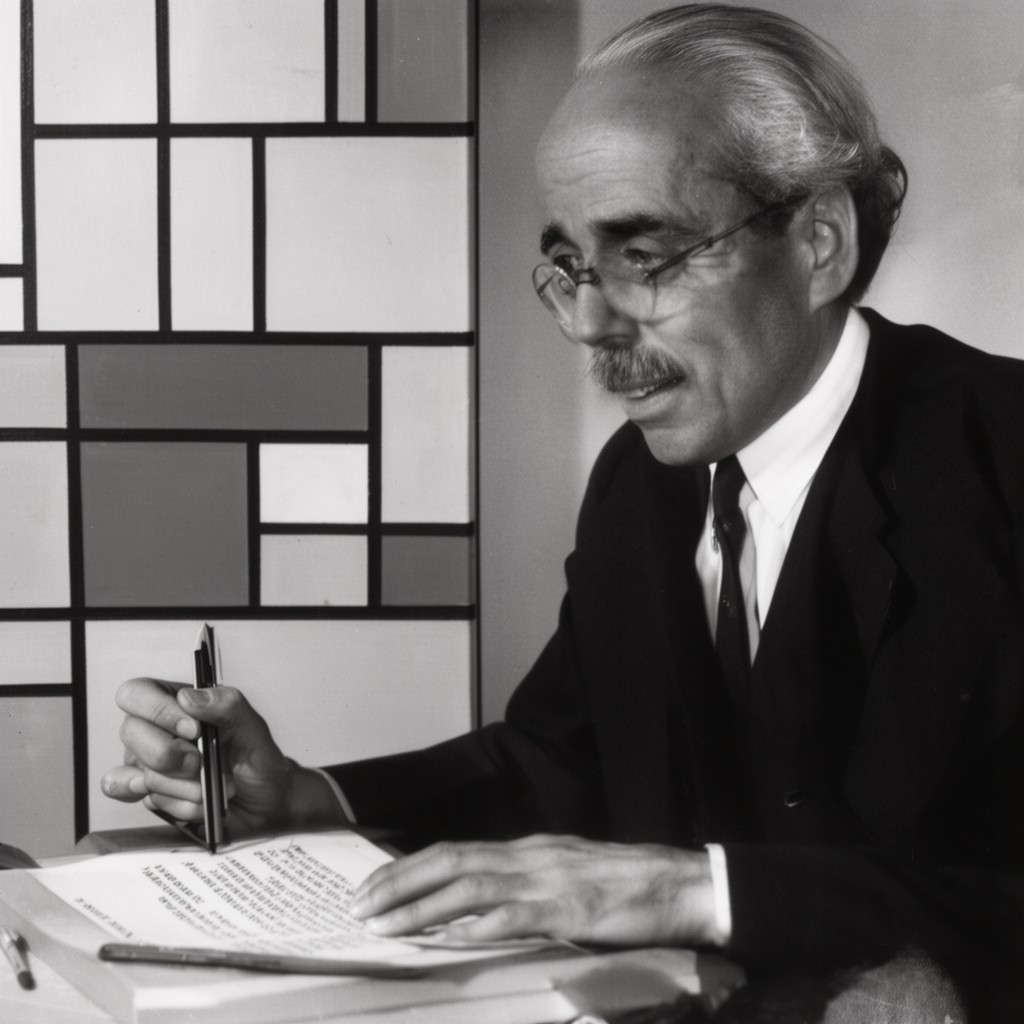 AI-generated illustration of Piet Mondrian