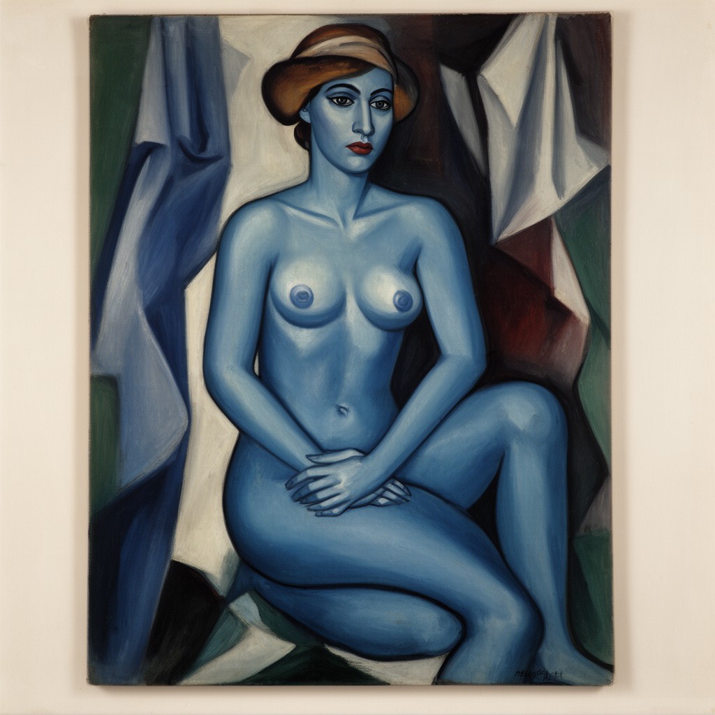 AI-generated illustration of Blue Nude