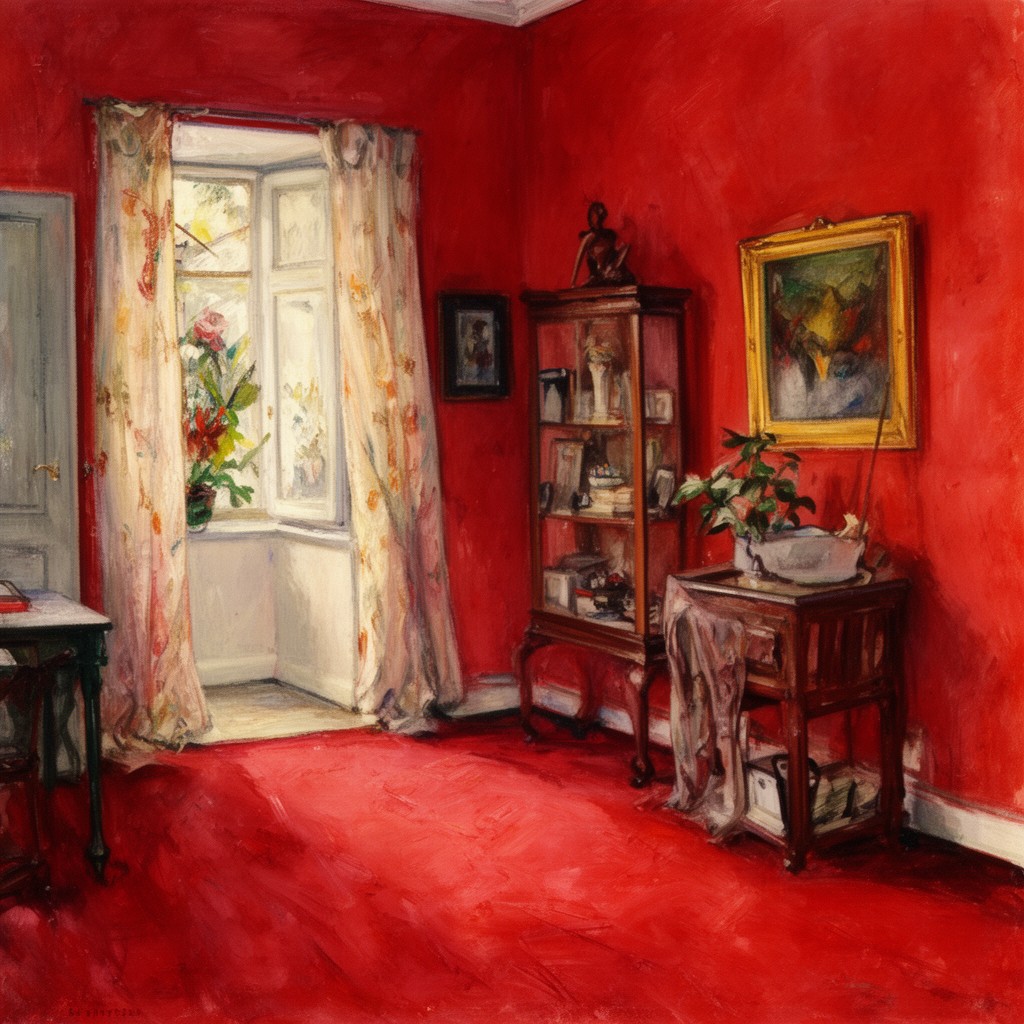 AI-generated illustration of The Red Room (Harmony in Red)