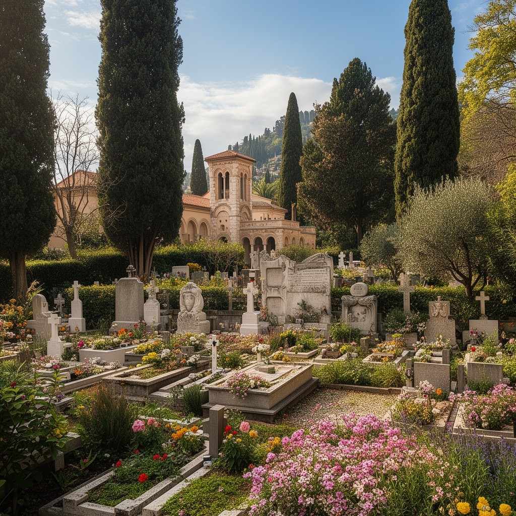 AI-generated illustration of Cimiez Monastery cemetery, Nice