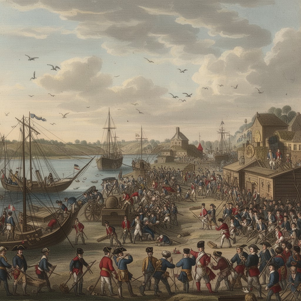 AI-generated illustration of Siege of Port Royal (1710)