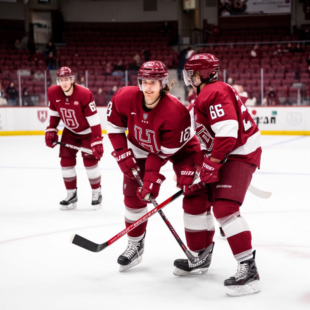 AI-generated illustration of Harvard Crimson men’s ice hockey