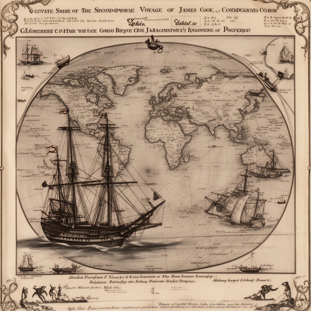 AI-generated illustration of Second voyage of James Cook
