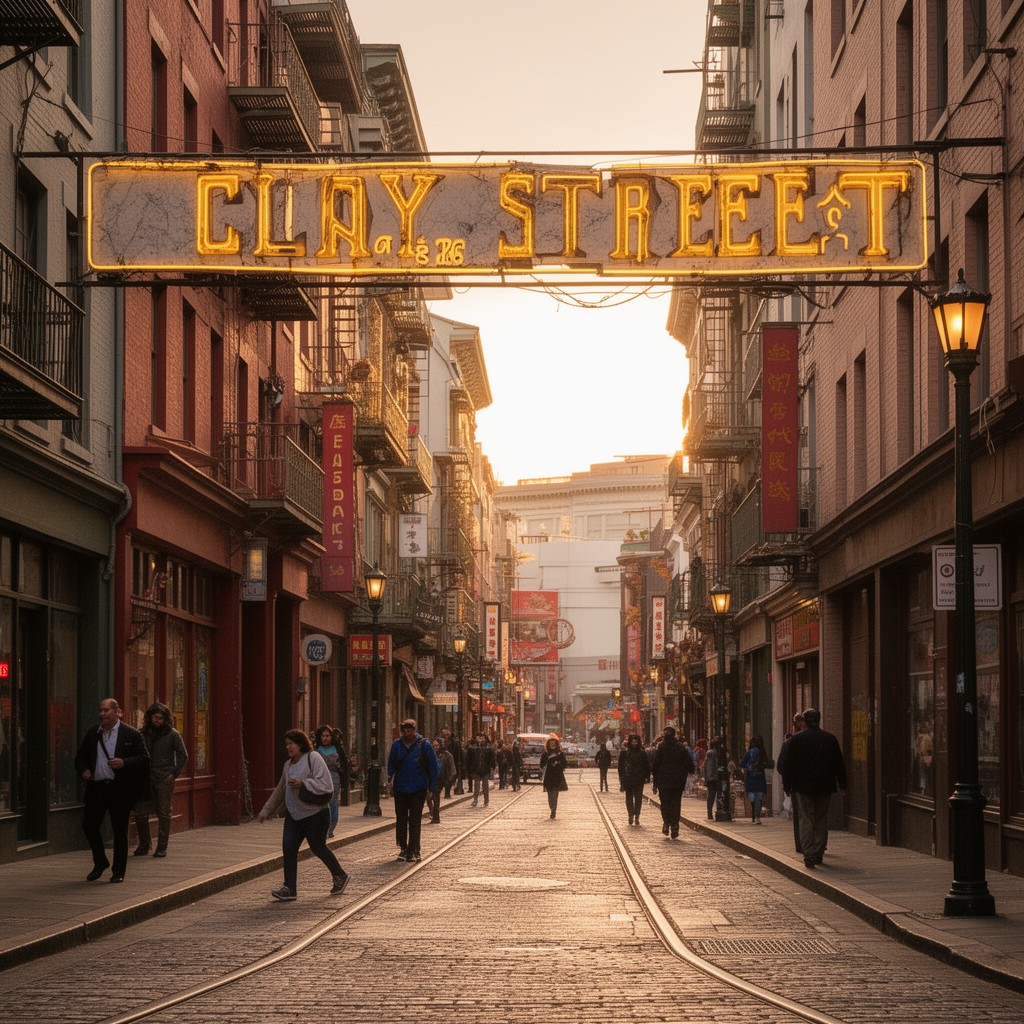 AI-generated illustration of Clay Street