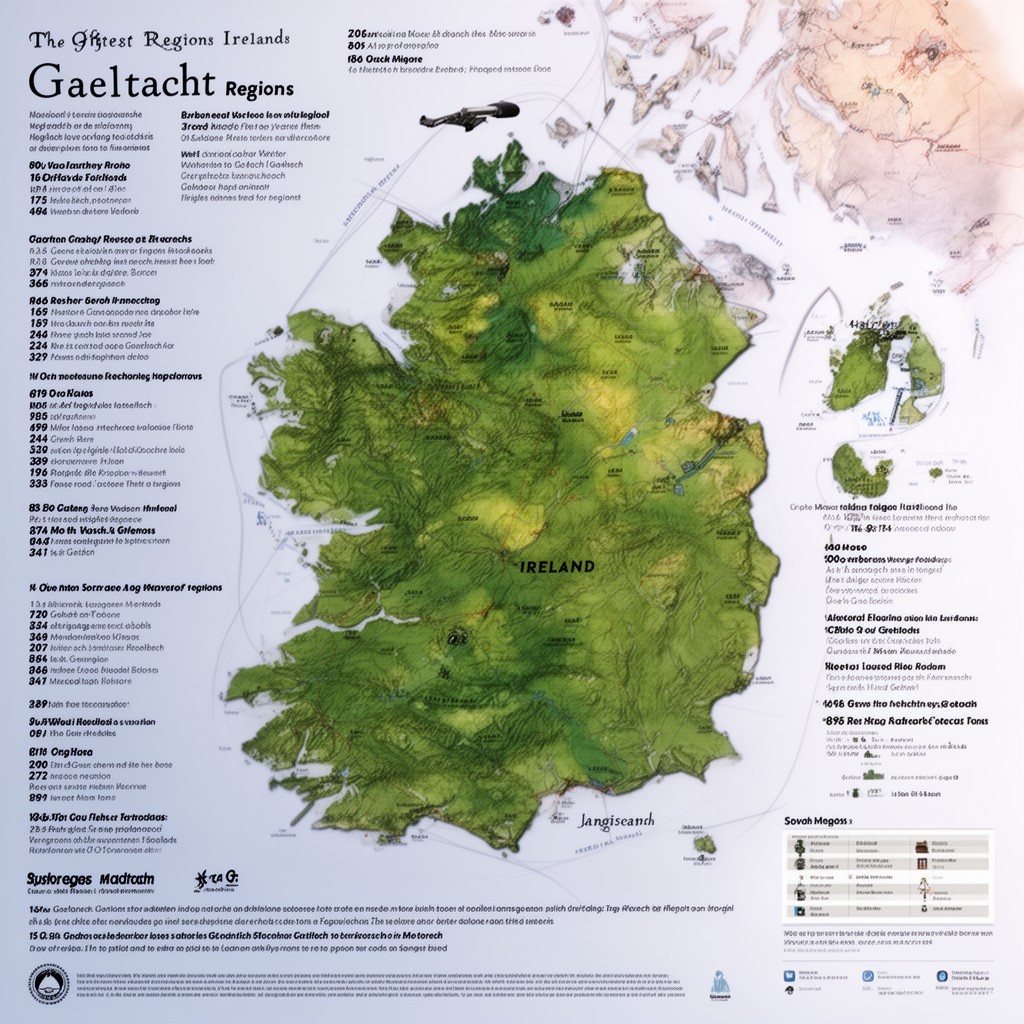 AI-generated illustration of Gaeltacht regions of Ireland