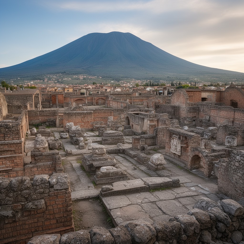 AI-generated illustration of Pompeii