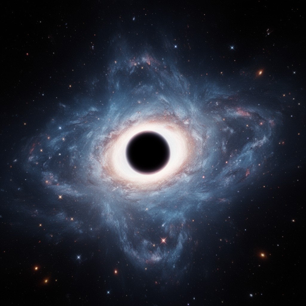 AI-generated illustration of Kerr–Newman black hole